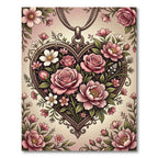 Romantic Pink Heart Floral Medallion Rug