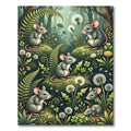 Whimsical Forest Mouse Dandelion Meadow Rug
