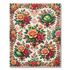 Peach and Crimson Rose Bouquet Tapestry Rug