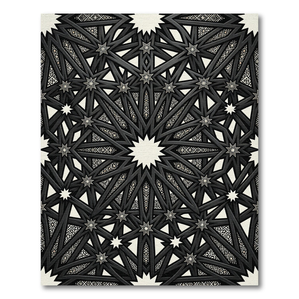 Monochromatic Geometric Star Interlocking Lattice Rug