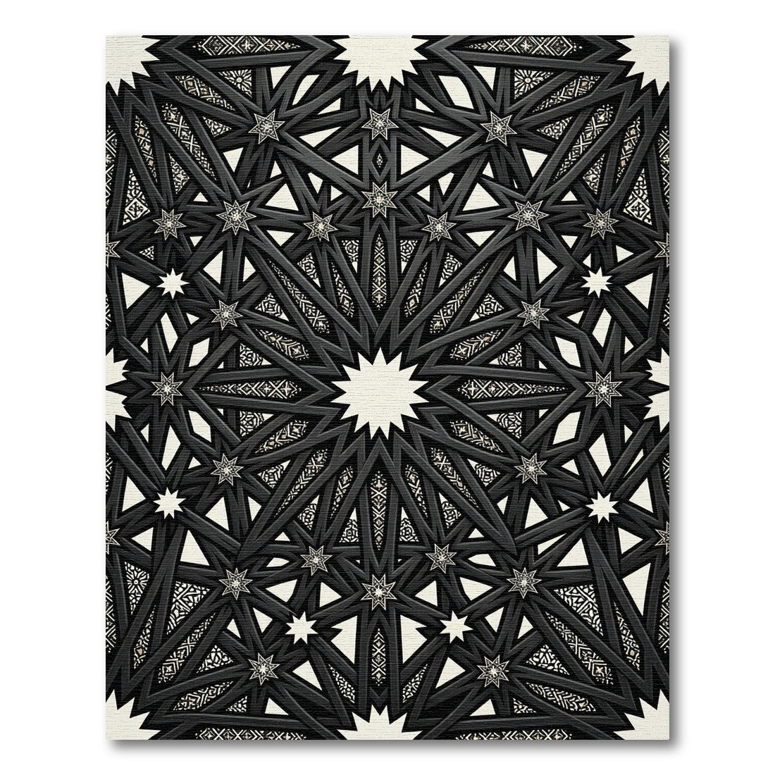 Monochromatic Geometric Star Interlocking Lattice Rug