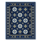 Elegant Navy and Gold Octagon Tile Rug