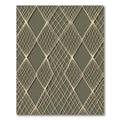 Olive Green Intersecting Geometric Diamond Grid Rug