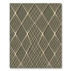 Olive Green Intersecting Geometric Diamond Grid Rug