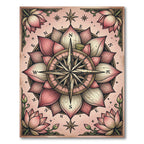 Blush Pink Lotus Compass Floral Medallion Rug