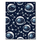 Cool Navy Blue Astronaut Constellation Art Rug