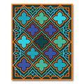 Geometric Azure Teal Quatrefoil Mosaic Rug