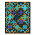 Geometric Azure Teal Quatrefoil Mosaic Rug