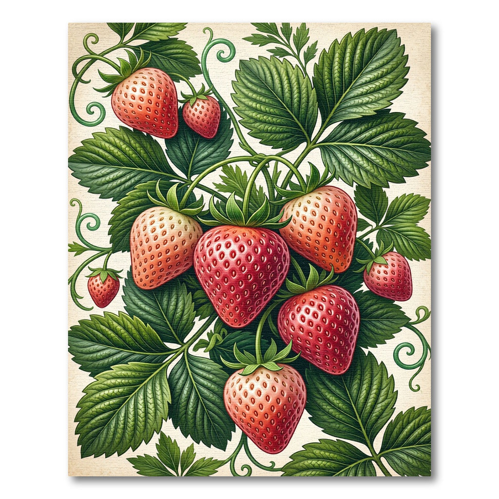 Botanical Crimson Strawberry Garden Harvest Rug
