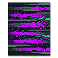 Cyber Neon Purple Pixel Glitch Art Rug