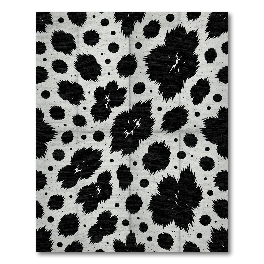 Black White Spotted Fauvism Floral Rug