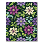Vibrant Purple White Floral Garland Rug