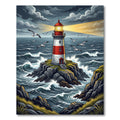 Coastal Lighthouse Seascape with Stormy Clouds Rug