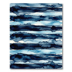Abstract Indigo Watercolor Horizontal Stripe Rug