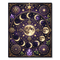 Celestial Lunar Phase Golden Galaxy Area Rug