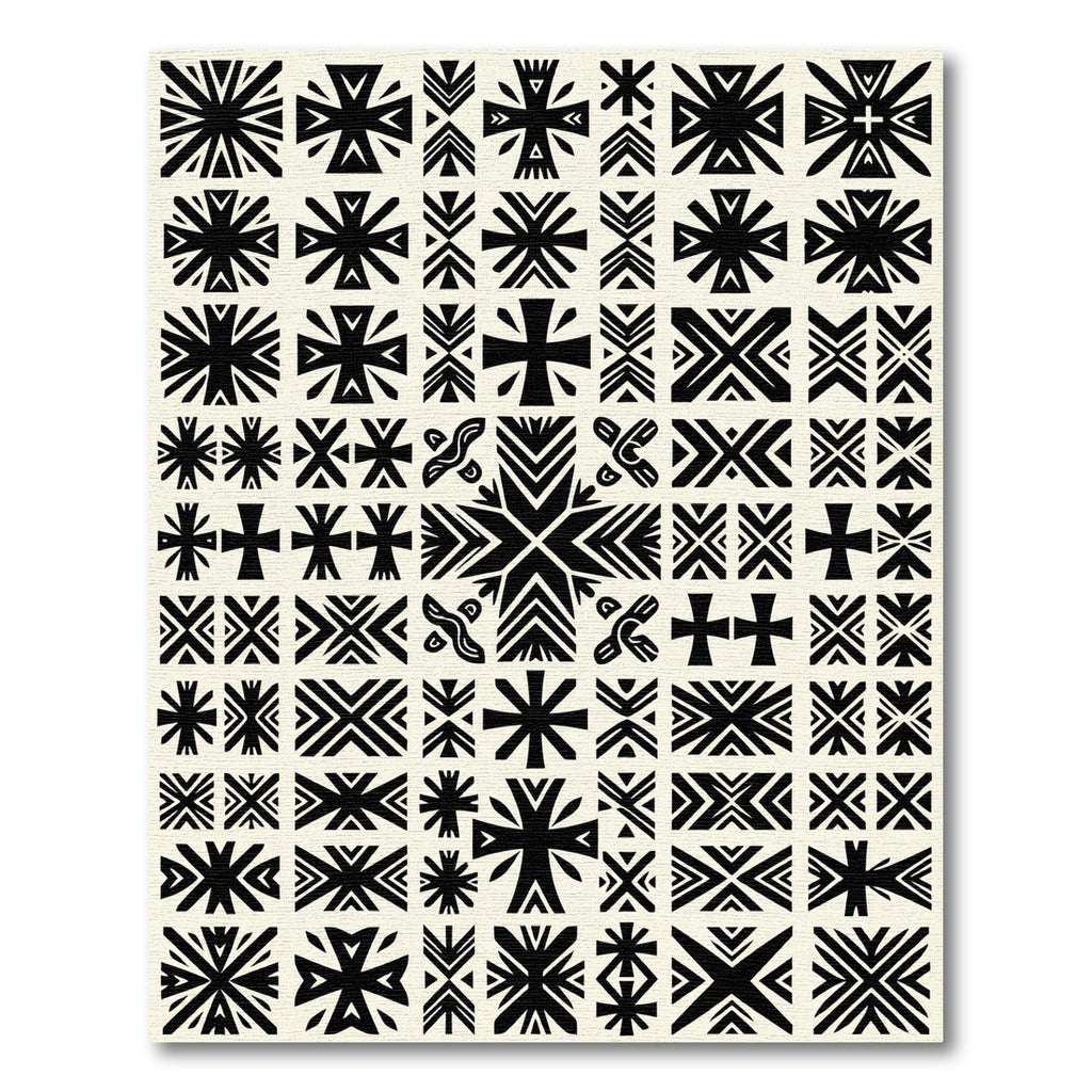 Black and White Geometric Cross Collage Rug