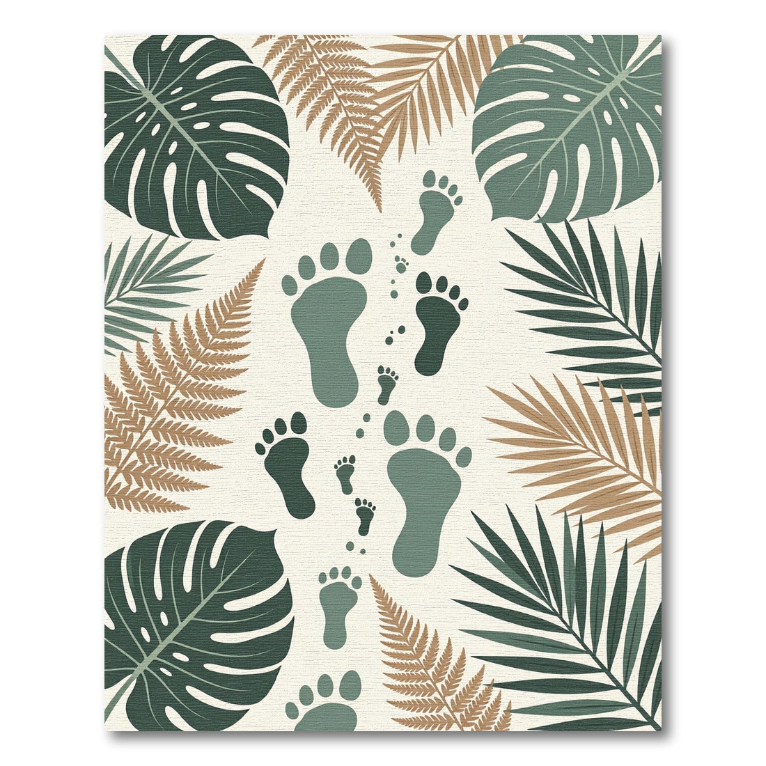 Lush Green Tropical Footprint Foliage Rug