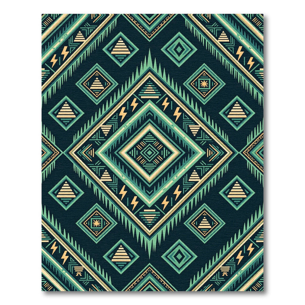 Teal Yellow Abstract Geometric Diamond Rug