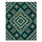 Teal Yellow Abstract Geometric Diamond Rug