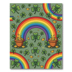 Vibrant Lucky Shamrock Rainbow Gold Rug
