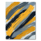 Abstract Yellow Gray Black Brush Strokes Rug