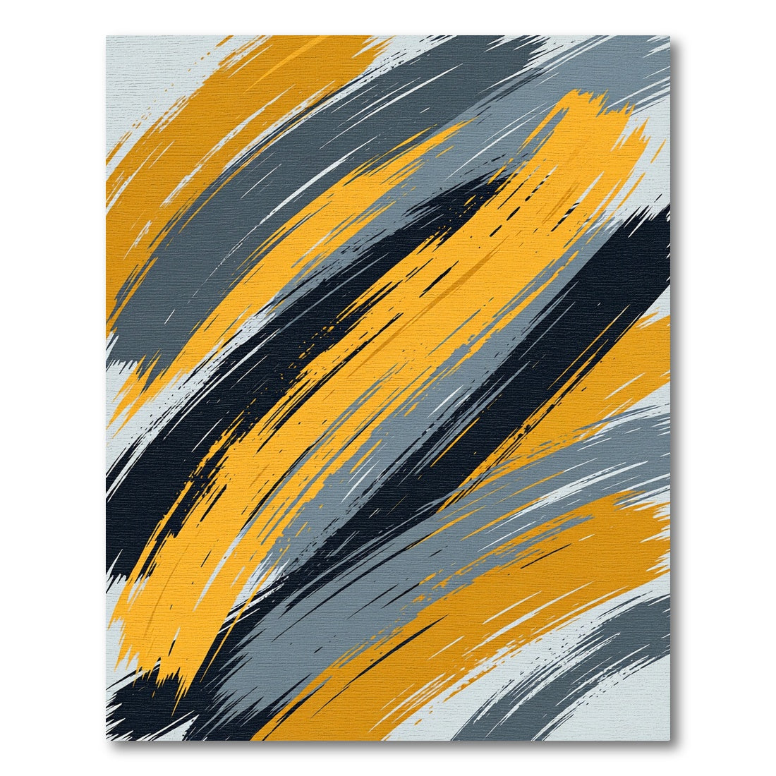 Abstract Yellow Gray Black Brush Strokes Rug