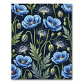 Botanical Blue Poppy Midnight Garden Rug