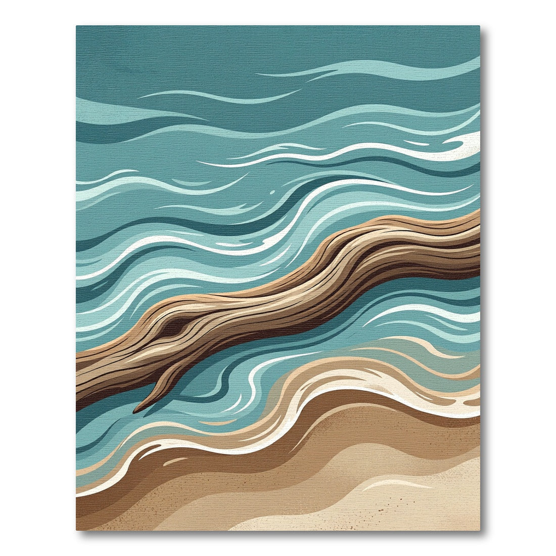 Abstract Driftwood On Rippling Teal Shore Rug