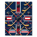 Geometric Ice Hockey Rink Navy Red Rug