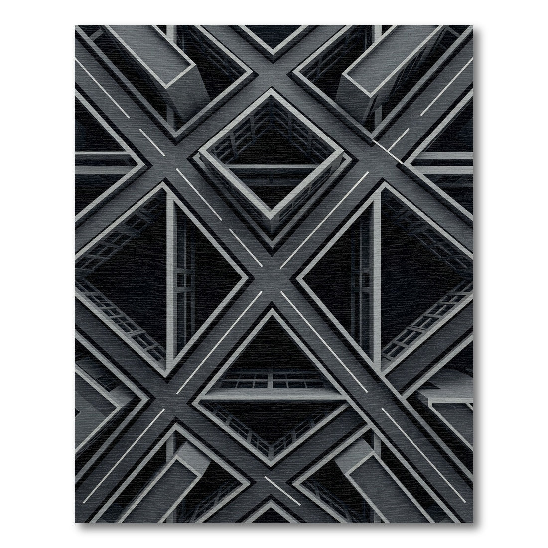 Monochrome Geometric Architectural Diamond Grid Rug