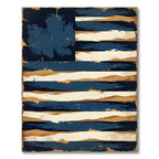 Distressed Navy and Gold American Flag Rug