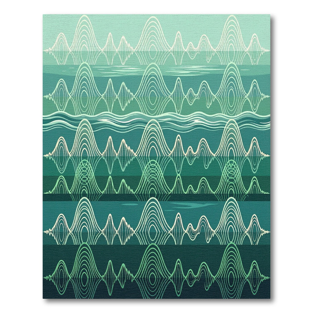 Teal Ocean Wave Sound Abstract Rug