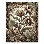 Antique Sepia Floral Scroll Vine Rug