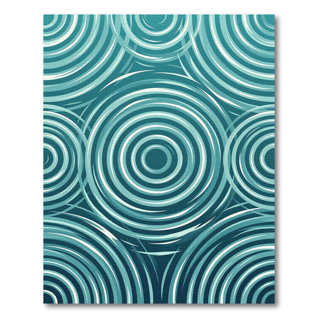 Teal Ripples Concentric Circles Rug