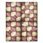 Vintage Pink Floral Checkerboard Rug
