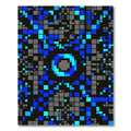 Modern Electric Blue Digital Pixel Mosaic Rug