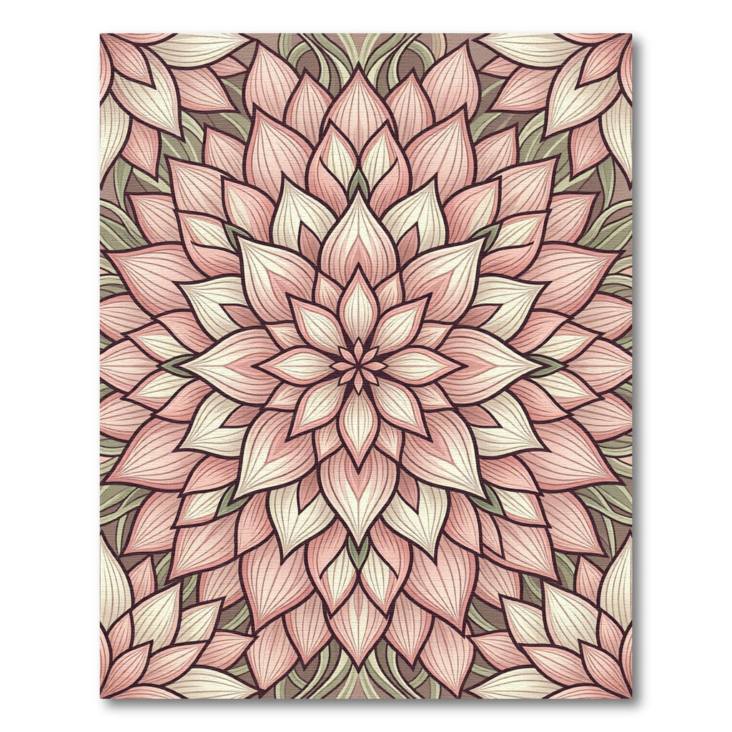 Delicate Pink Floral Mandala Rug