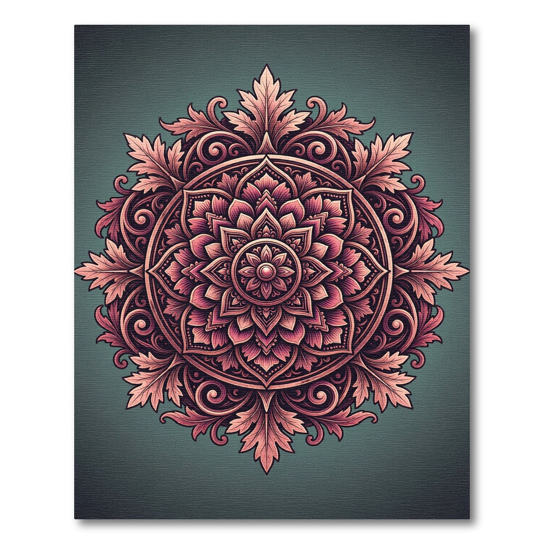 Ornate Blush Rose Floral Medallion Rug