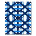 Geometric Navy Blue Crossed Lattice Grid Rug