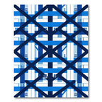 Geometric Navy Blue Crossed Lattice Grid Rug