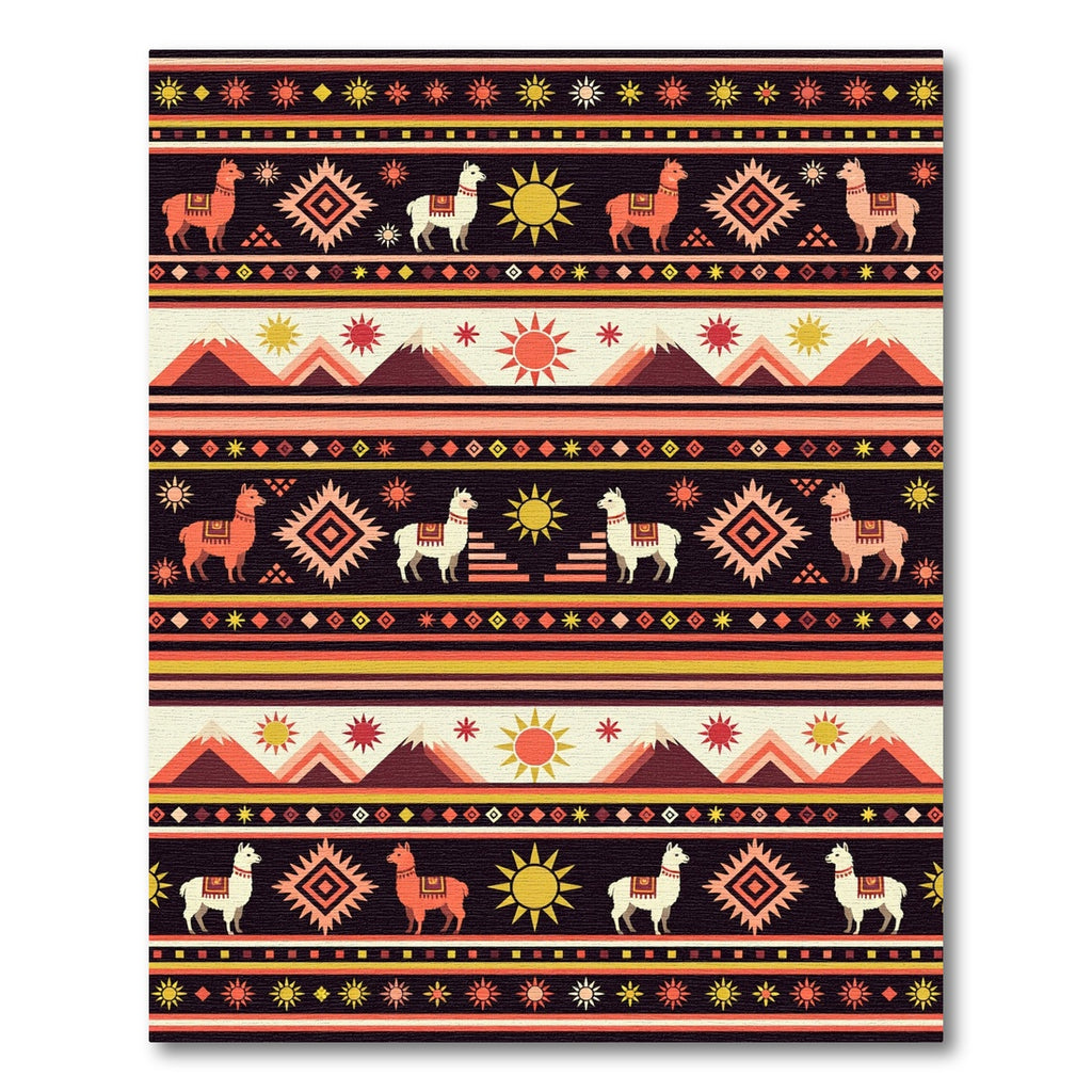 Terracotta Llama Suns Mountain Stripes Rug