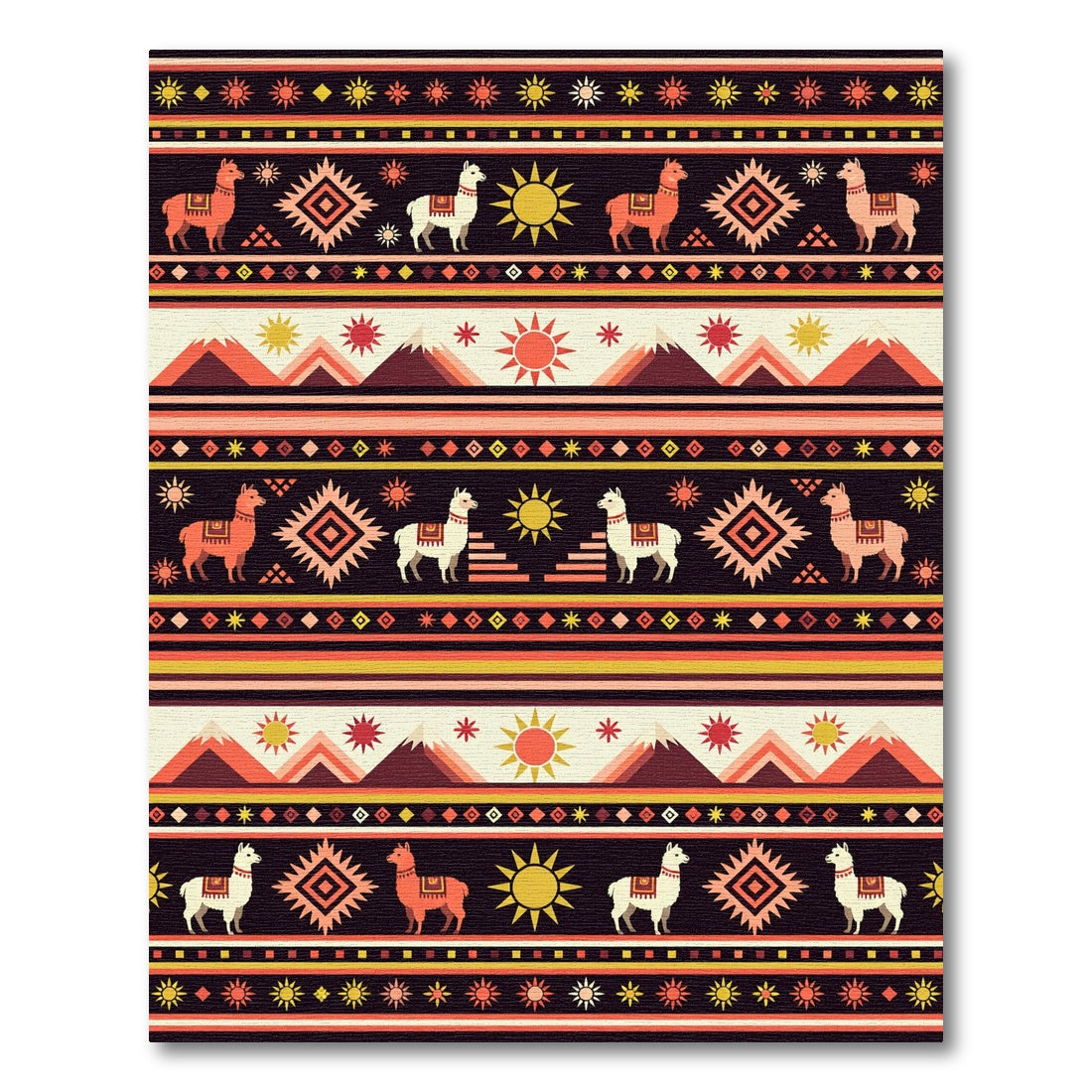Terracotta Llama Suns Mountain Stripes Rug