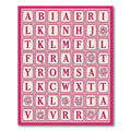 Pink Ivory Alphabet Floral Grid Rug