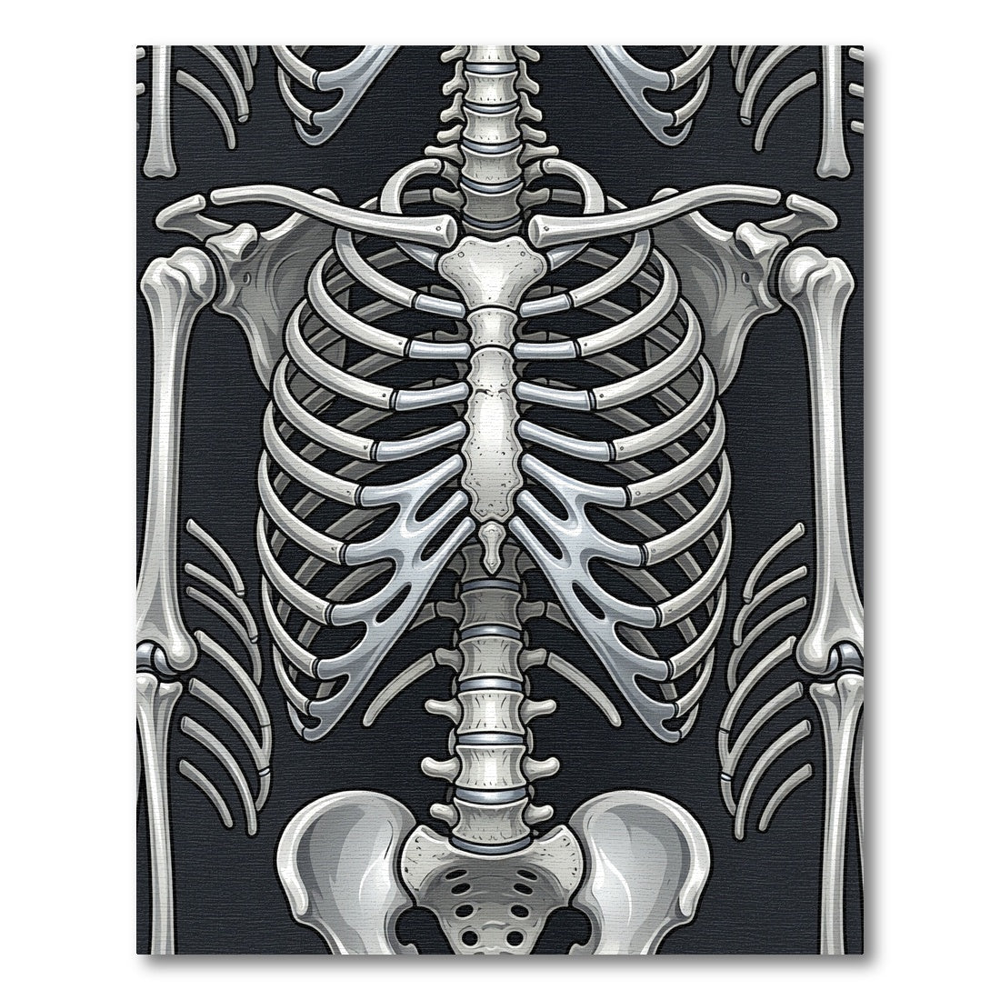 Gothic Anatomical Skeleton Ribcage Art Rug