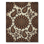 Sepia Floral Mandala and Paisley Art Rug