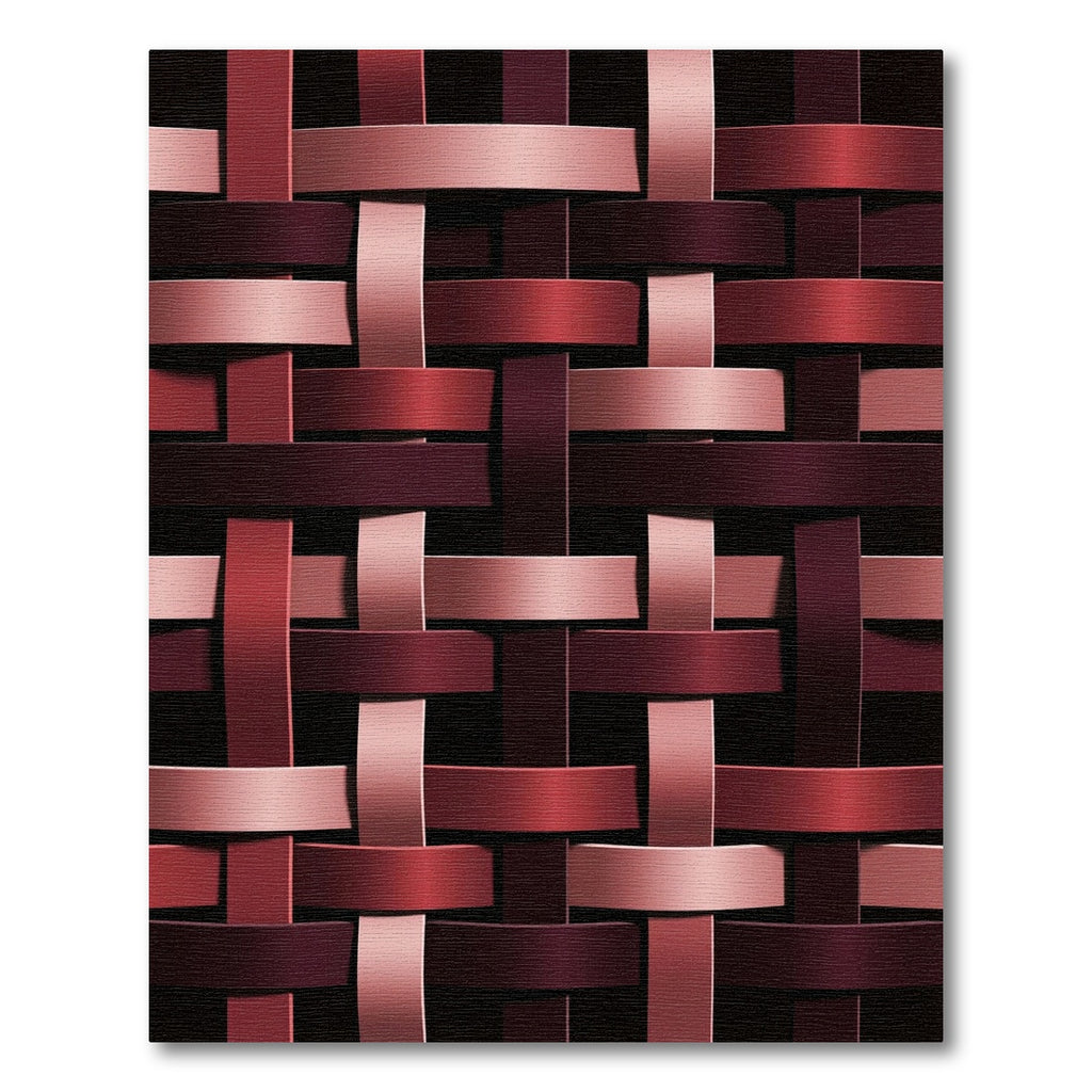Modern Deep Red Interlocking Woven Texture Rug