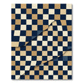 Abstract Navy Cream and Gold Checkerboard Rug