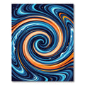 Vibrant Abstract Blue and Orange Whirl Rug