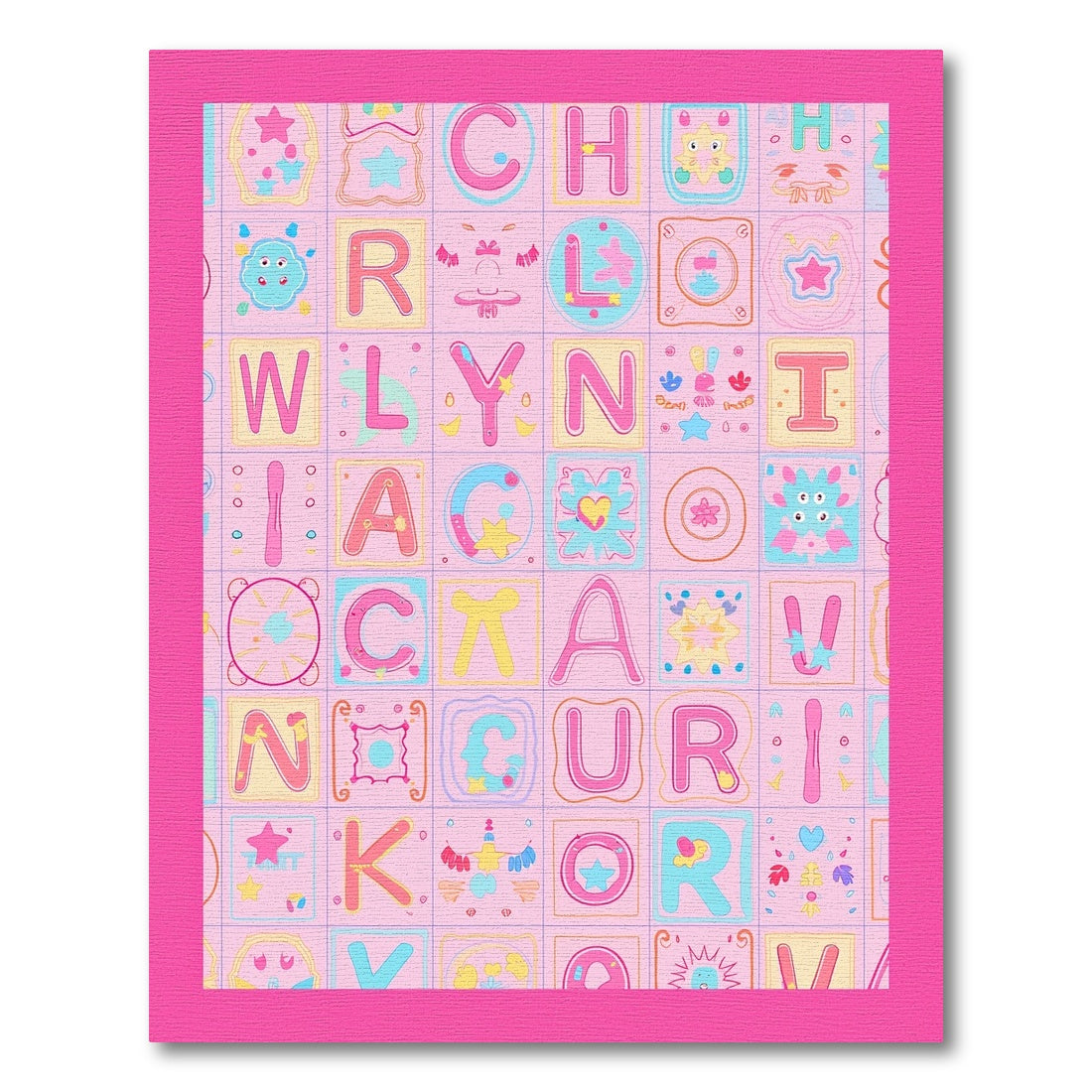 Whimsical Alphabet Blocks Pastel Pink Rug