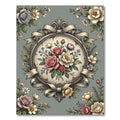 Vintage Rose Garden Oval Medallion Rug